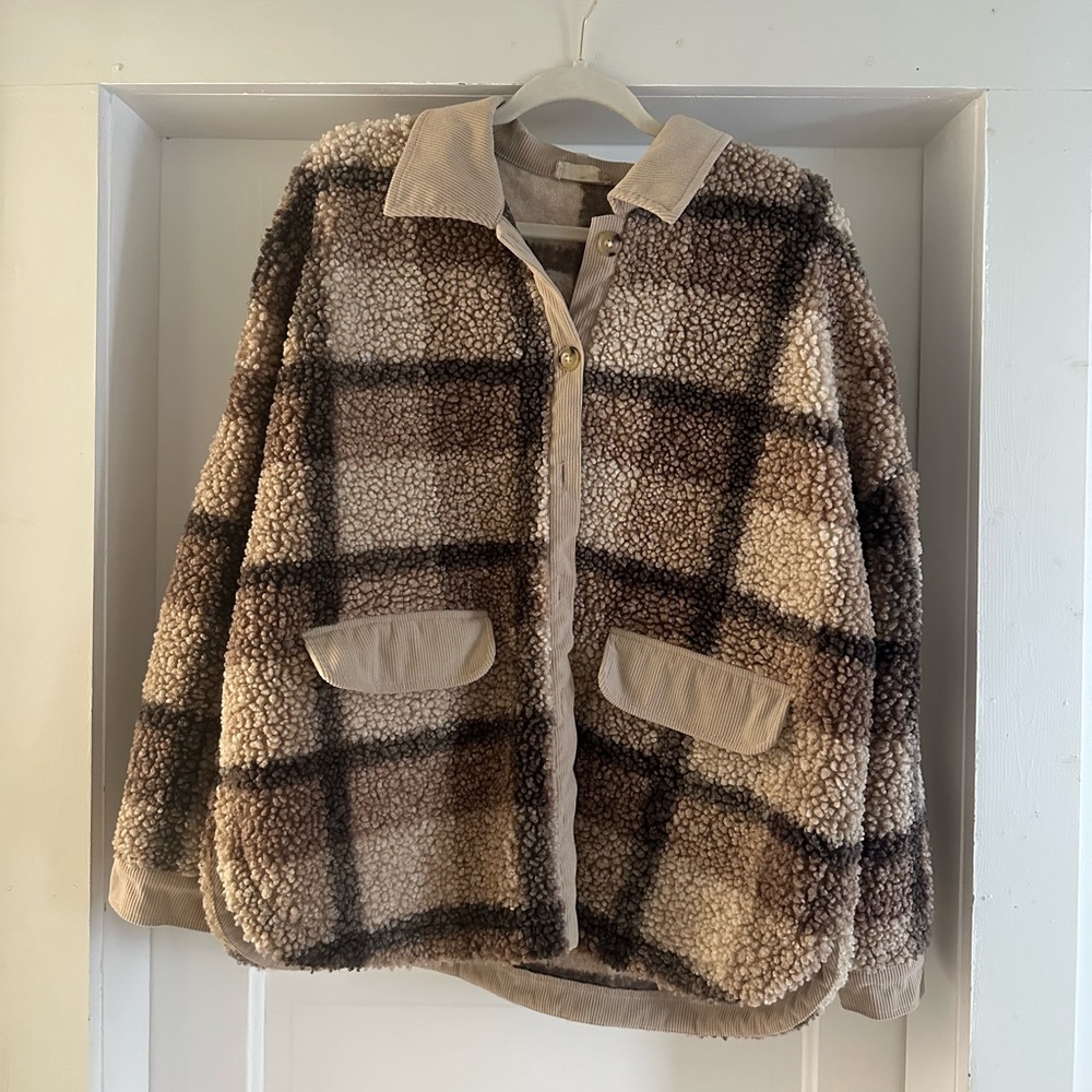 ALTAR’D STATE | Oversized Brown Checkered Jacket - Size M